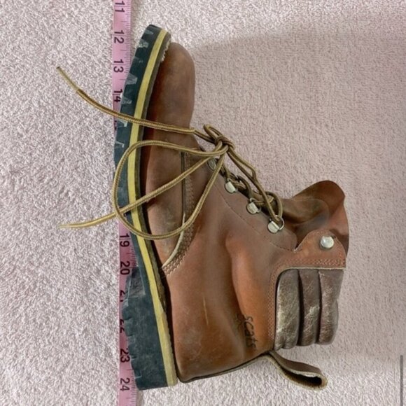 Vintage Scats Matterhorn Brown Leather Lace Up Hiking Mountaineering Boots 8 - Picture 12 of 15
